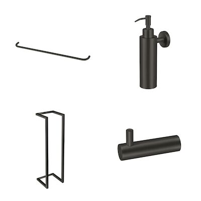 Accessoireset Qisani Flow Badkamer Geborsteld Mat Zwart