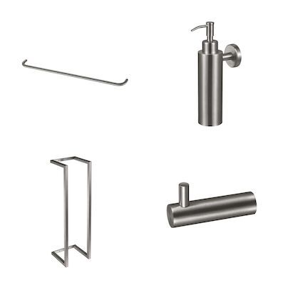 Accessoireset Qisani Flow Badkamer Geborsteld RVS