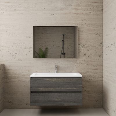ACTIE BWS Badmeubel | Paris | Frey Oak 100 cm | Mat Wit Wastafel | 1 of 2 Kraangaten