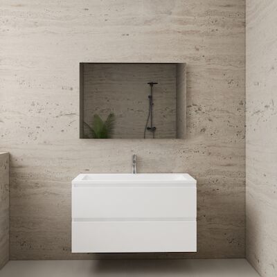 ACTIE BWS Badmeubel | Paris | Wit 100 cm | Mat Wit Wastafel | 1 of 2 Kraangaten