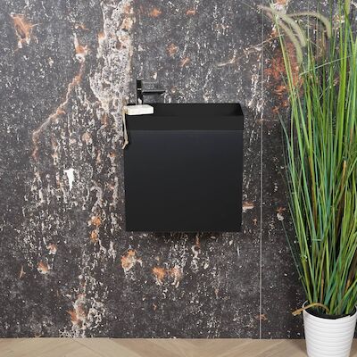 ACTIE BWS Fonteinmeubel | Paris | 40cm | Fontein Mat Zwart | Mat Zwart