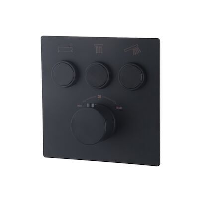 Afbouwdeel 3-wegs Wiesbaden Caral Klik Thermostatisch Mat Zwart ZIE 29.3432