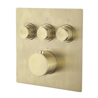 Afbouwdeel Inbouwthermostaat BWS Caral Klik Pro 3-weg Geborsteld Messing