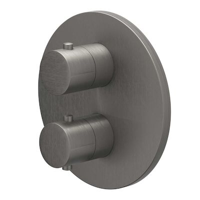 Afbouwdeel IVY Bond Inbouwthermostaat 1 Stopkraan Met Rond Rozet Geborsteld Metal Black PVD