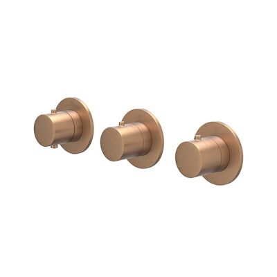 Afbouwdeel IVY Bond Inbouwthermostaat 2 Stopkranen Symmetry Met Ronde Rozetten Geborsteld Mat Koper PVD