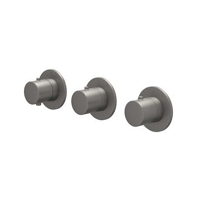 Afbouwdeel IVY Bond Inbouwthermostaat 2 Stopkranen Symmetry Met Ronde Rozetten Geborsteld Metal Black PVD