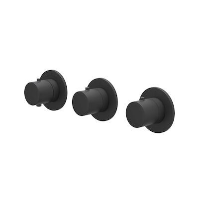 Afbouwdeel IVY Bond Inbouwthermostaat 2 Stopkranen Symmetry Met Ronde Rozetten Mat Zwart PED