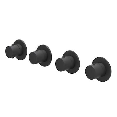 Afbouwdeel IVY Bond Inbouwthermostaat 3 Stopkranen Symmetry Met Ronde Rozetten Mat Zwart PED