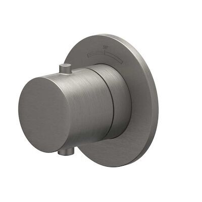 Afbouwdeel IVY Bond Inbouwthermostaat Symmetry Met Rond Rozet Geborsteld Metal Black PVD
