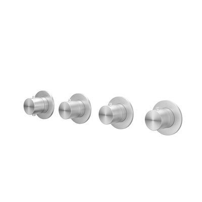 Afbouwdeel IVY Concord Inbouwthermostaat 3 Stopkranen Symmetry Met Ronde Rozetten Geborsteld RVS316