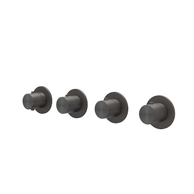 Afbouwdeel IVY Concord Inbouwthermostaat 3 Stopkranen Symmetry Met Ronde Rozetten RVS316 Geborsteld Carbon Black PVD