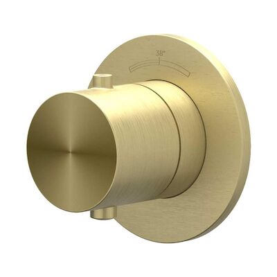 Afbouwdeel IVY Concord Inbouwthermostaat Symmetry Met Rond Rozet RVS316 Geborsteld Mat Goud PVD