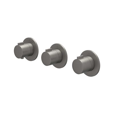 Afbouwdeel IVY Pact Inbouwthermostaat 2 Stopkranen Symmetry Met Ronde Rozetten Geborsteld Metal Black PVD