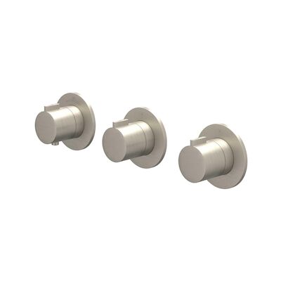 Afbouwdeel IVY Pact Inbouwthermostaat 2 Stopkranen Symmetry Met Ronde Rozetten Geborsteld Nickel PVD