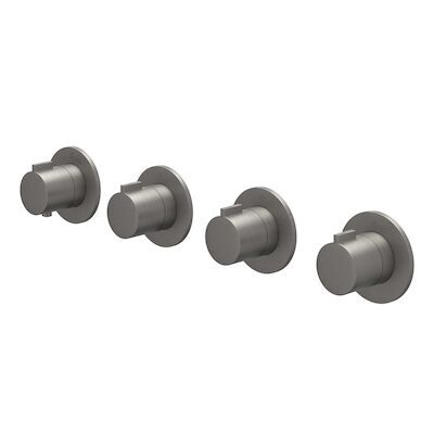 Afbouwdeel IVY Pact Inbouwthermostaat 3 Stopkranen Symmetry Met Ronde Rozetten Geborsteld Metal Black PVD