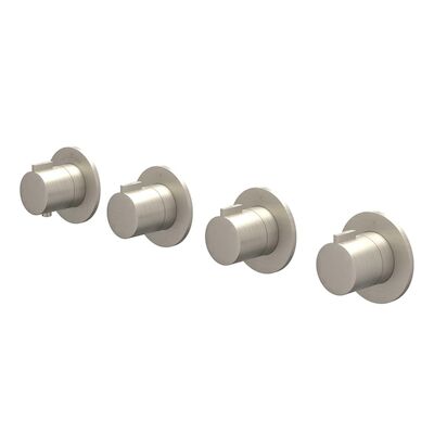 Afbouwdeel IVY Pact Inbouwthermostaat 3 Stopkranen Symmetry Met Ronde Rozetten Geborsteld Nickel PVD