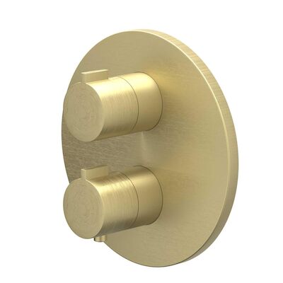 Afbouwdeel IVY Pact Inbouwthermostaat Symmetry 2-Weg Stop-Omstel Met Rond Rozet Geborsteld Mat Goud PVD