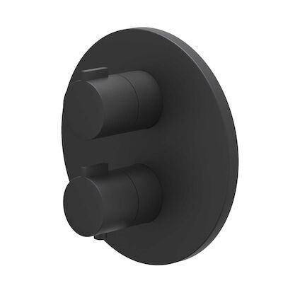 Afbouwdeel IVY Pact Inbouwthermostaat Symmetry 2-Weg Stop-Omstel Met Rond Rozet Mat Zwart PED