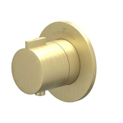 Afbouwdeel IVY Pact Inbouwthermostaat Symmetry Met Rond Rozet Geborsteld Mat Goud PVD
