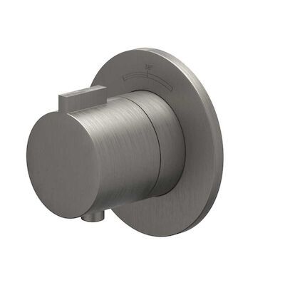 Afbouwdeel IVY Pact Inbouwthermostaat Symmetry Met Rond Rozet Geborsteld Metal Black PVD