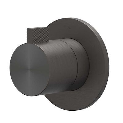 Afbouwdeel IVY Tribe Doorstroom inbouwstopkraan Symmetry Met Rond Rozet RVS316 Geborsteld Carbon Black PVD