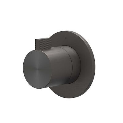 Afbouwdeel IVY Tribe Inbouw Stopkraan Symmetry Met Rond Rozet RVS316 Geborsteld Carbon Black PVD