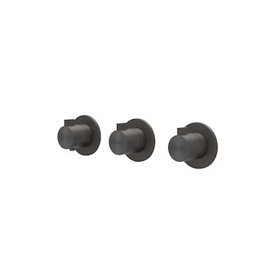 Afbouwdeel IVY Tribe Inbouwthermostaat 2 Stopkranen Symmetry Met Ronde Rozetten RVS316 Geborsteld Carbon Black PVD