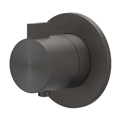 Afbouwdeel IVY Tribe Inbouwthermostaat Symmetry Met Rond Rozet RVS316 Geborsteld Carbon Black PVD