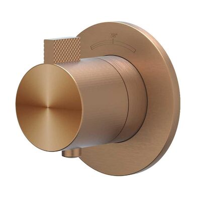 Afbouwdeel IVY Tribe Inbouwthermostaat Symmetry Met Rond Rozet RVS316 Geborsteld Mat PVD