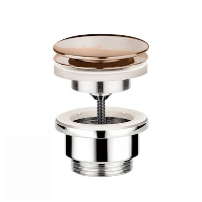 Afvoerplug Hotbath Cobber Always-Open met Schroef Rond Geborsteld Koper Living Colours