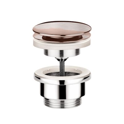 Afvoerplug Hotbath Cobber Always-Open met Schroef Rond Geborsteld Koper PVD