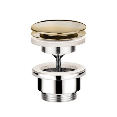 Afvoerplug Hotbath Cobber Always-Open met Schroef Rond Geborsteld Messing Living Colours