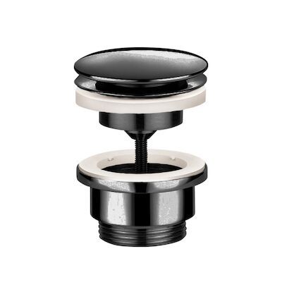 Afvoerplug Hotbath Cobber Always-Open met Schroef Rond Zwart Chroom