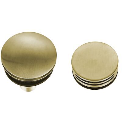 Badafvoerplug Set BWS tbv Badoverloopcombinatie Met Vulfunctie Rond Geborsteld Messing Goud