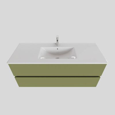 Badkamermeubel BWS Helsinki 120×46 cm Keramiek Midden Mat Groen 2 Laden (1 kraangat)