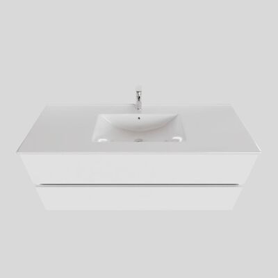Badkamermeubel BWS Helsinki 120x46cm Keramiek Midden Mat Wit 2 Laden (1 kraangat)