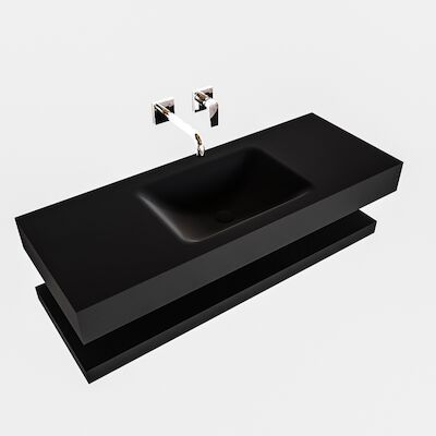 Badkamermeubel BWS Ibiza 120 cm met Planchet Solid Surface Mat Zwart (acht varianten)