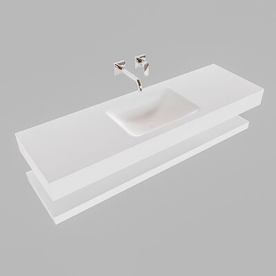 Badkamermeubel BWS Ibiza 150 cm met Planchet Solid Surface Mat Wit (acht varianten)