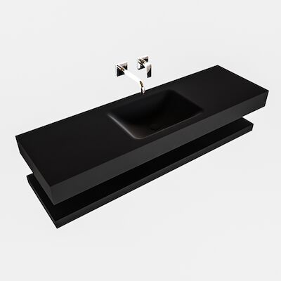 Badkamermeubel BWS Ibiza 150 cm met Planchet Solid Surface Mat Zwart (acht varianten)