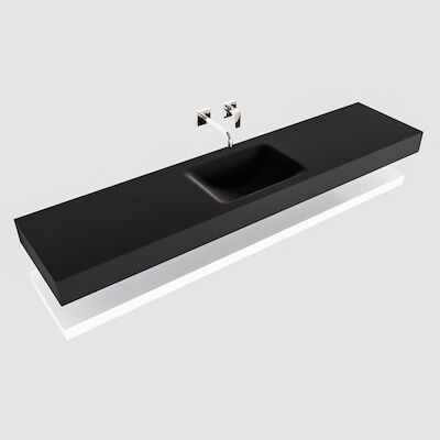 Badkamermeubel BWS Ibiza 200 cm met Mat Wit Planchet Solid Surface Wastafel Mat Zwart (acht varianten)