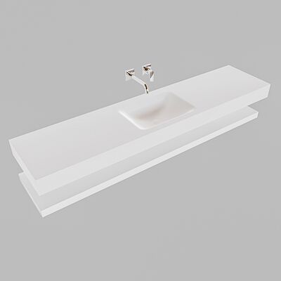 Badkamermeubel BWS Ibiza 200 cm met Planchet Solid Surface Mat Wit (acht varianten)