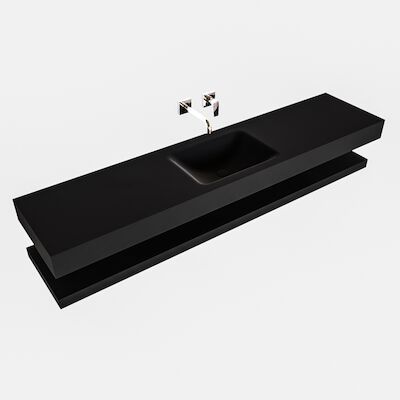 Badkamermeubel BWS Ibiza 200 cm met Planchet Solid Surface Mat Zwart (acht varianten)