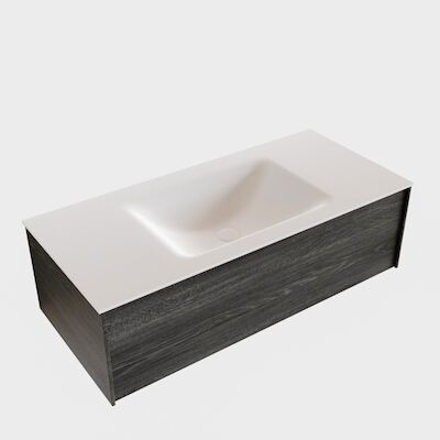 Badkamermeubel BWS Madrid Antraciet 100x45x30 cm Mat Witte Solid Surface Wastafel (0 kraangaten)