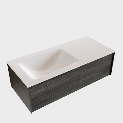 Badkamermeubel BWS Madrid Antraciet 100x45x30 cm Mat Witte Solid Surface Wastafel Links (1 kraangat)