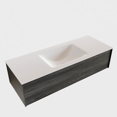 Badkamermeubel BWS Madrid Antraciet 120x45x30 cm Mat Witte Solid Surface Wastafel (1 kraangat)