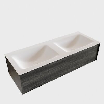 Badkamermeubel BWS Madrid Antraciet 120x45x30 cm Mat Witte Solid Surface Wastafel Dubbel (2 kraangaten)
