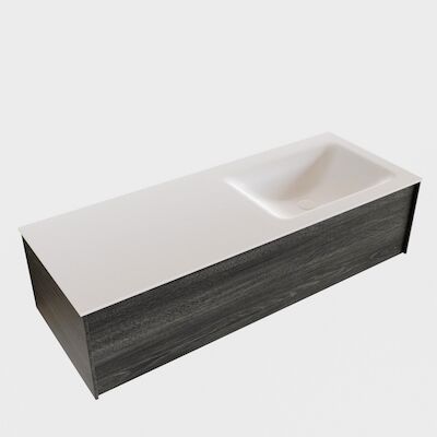 Badkamermeubel BWS Madrid Antraciet 120x45x30 cm Mat Witte Solid Surface Wastafel Rechts (1 kraangat)