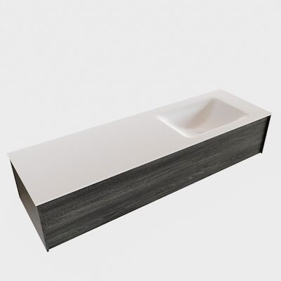 Badkamermeubel BWS Madrid Antraciet 150x45x30 cm Mat Witte Solid Surface Wastafel Rechts (0 kraangaten)