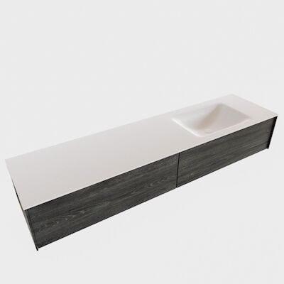Badkamermeubel BWS Madrid Antraciet 180x45x30 cm Mat Witte Solid Surface Wastafel Rechts (0 kraangaten, 2 lades)