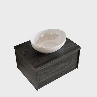 Badkamermeubel BWS Madrid Antraciet 60 cm met Topblad en Keramische Waskom (0 kraangaten)